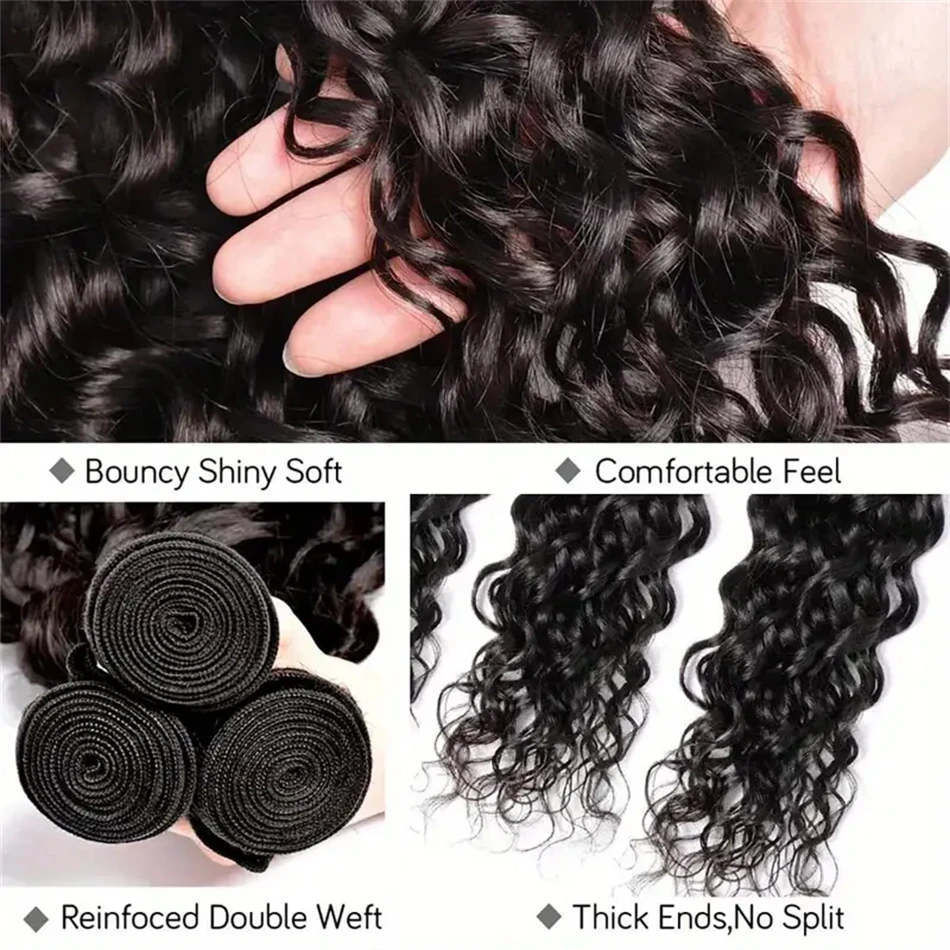 Curly Human Hair Bundles 1/3/4 Pieces Indian Hair Extensions For Women 30Inch Bundles Human