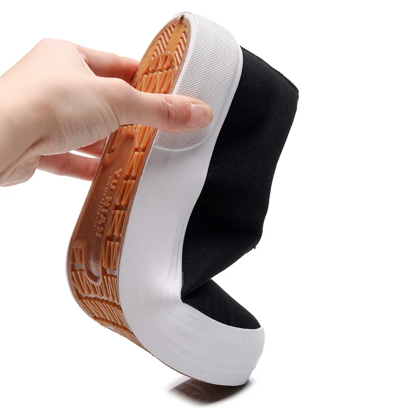 New Thickened Sole Trendy Canvas Shoes for Men's Casual Flat Bottom One Foot Pedal Shoes Sneakers  Zapatos Casuales 6