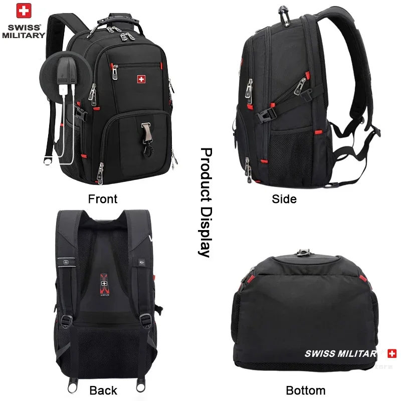 17 Inch Laptop Backpack 45L Travel Bag USB Charging Port Water Resistant