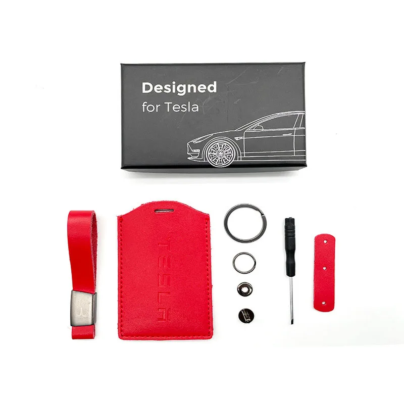 Suede Turn fur leather Key Card Holder Protector For Tesla Model 3