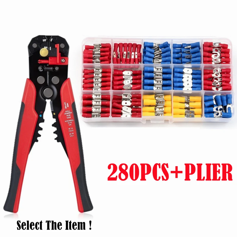 Terminais Crimp Prensados a Frio Conectores Elétricos do Fio Spade Butt Ring Fork Kit Sortido Wire Stripper 280 Pcs
