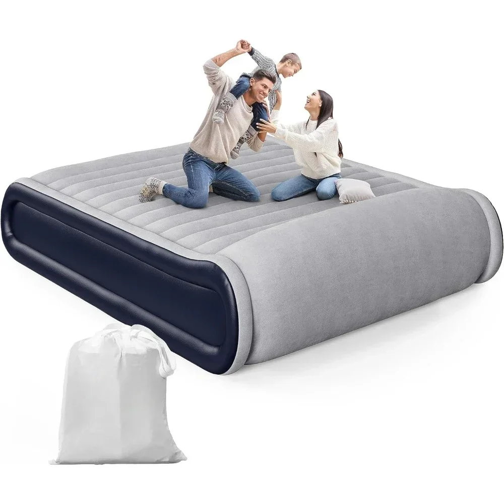 

Queen Air Mattress with Built-in Pump, with Integrated Pillow, Fast Inflation/Deflation, Waterproof Flocking Air Bed