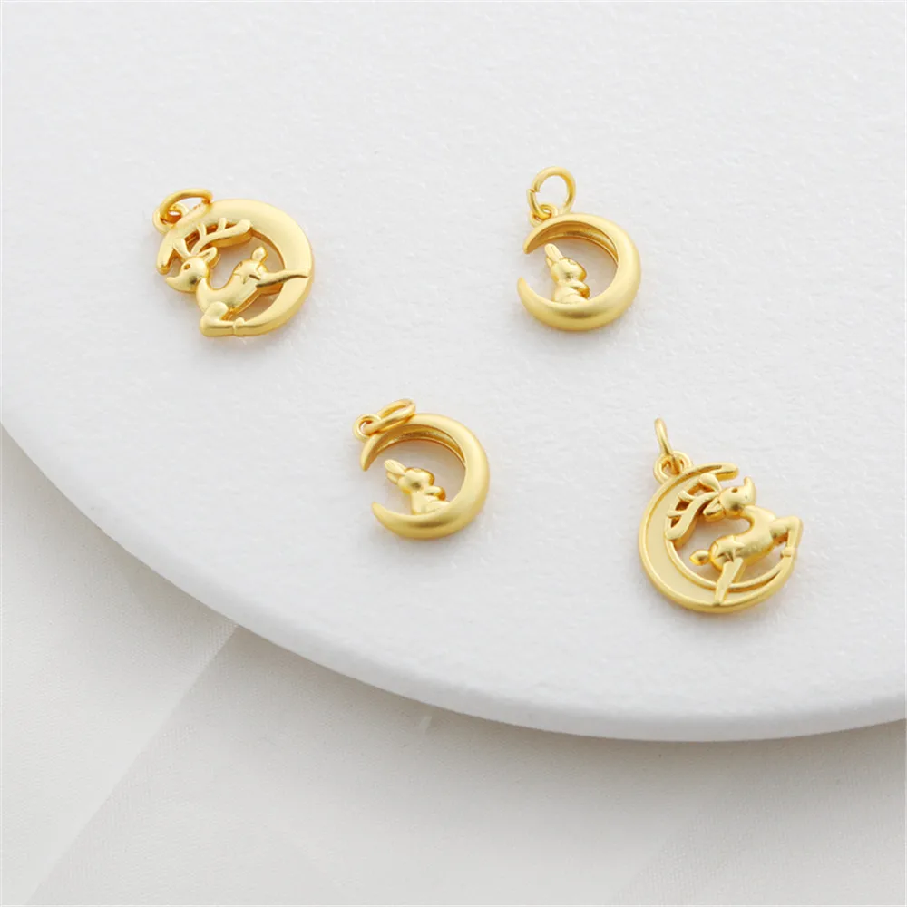 

18k package gold color mute moon rabbit moon deer 15mm pendant diy bracelet necklace accessories pendant
