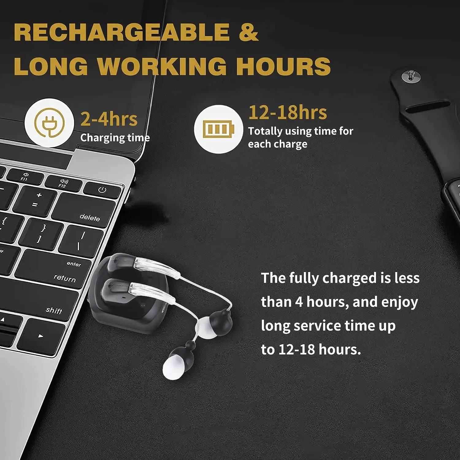Rechargeable Digital Hearing Amplifiers, Mini Hearing Aids for Seniors, Sound Amplifier and Charging Base, 2Pcs 3