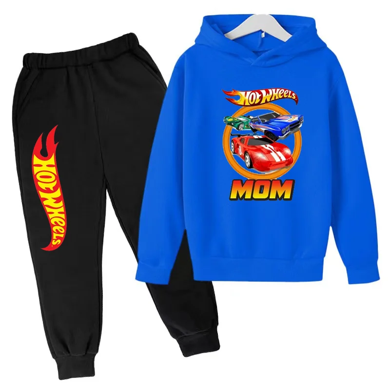 Kids Clothing Hot Wheels Car Game Printed Hoodie Coat 3-12 Yrs Boys Girls Toddler Top+pants Fashion Sweatshirt Casual Sportswear