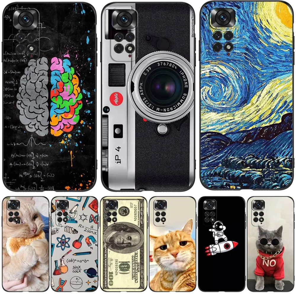 Per Xiaomi Redmi Note 11 Pro 4G 5G Plus Custodia Globale Red Mi Note11 Pro + Cover Per Telefono Custodia In Tpu Nero Brain Math Cat Dog