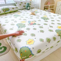 100% Cotton Elastic Bed Sheets Sets Double Bed Flower Pring Fitted Sheet +2pc Pillowcases Single Queen King Size Bed Cover B99G 4