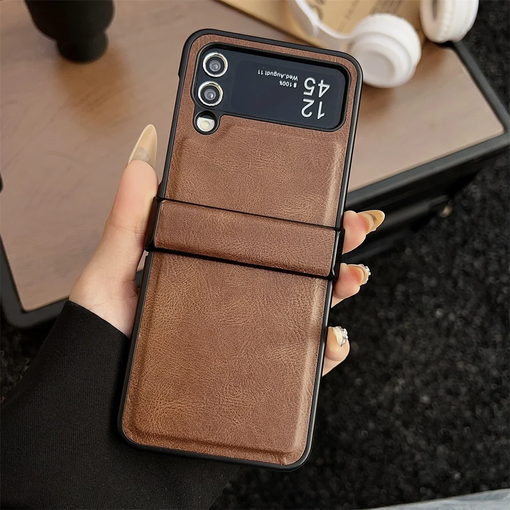 Luxury Calfskin PU Leather Foldable Phone Case with Lens Protection and Matte Shockproof Design