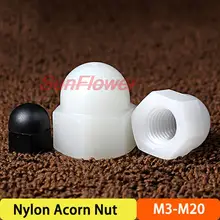 

2-50pcs White/Black M3M4M5M6M8M10M12 Nylon Bolt Nut Dome Protection Caps Covers Exposed Hexagon Plastic Decorative Acorn Cap Nut