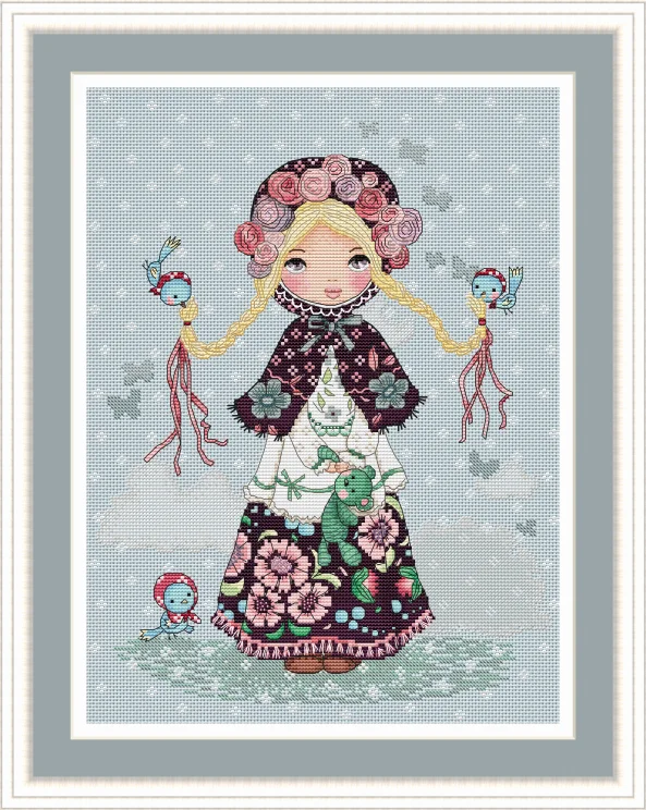 

Наборы для вышивки крестом «Девушка и птицы», рукоделие своими руками, хлопковый холст, высококачественное ремесло, 35-44