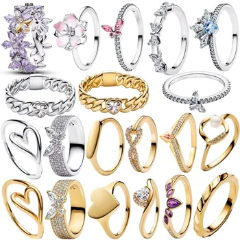 2026 New 925 Silver Heart, Butterfly, Flower Ring, Suitable for Wedding Women to Wear Exquisite High Quality Jewelry 1