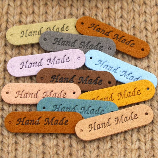 Hand Made Labels 45x13MM Handmade Leather Label For Clothes Sewing