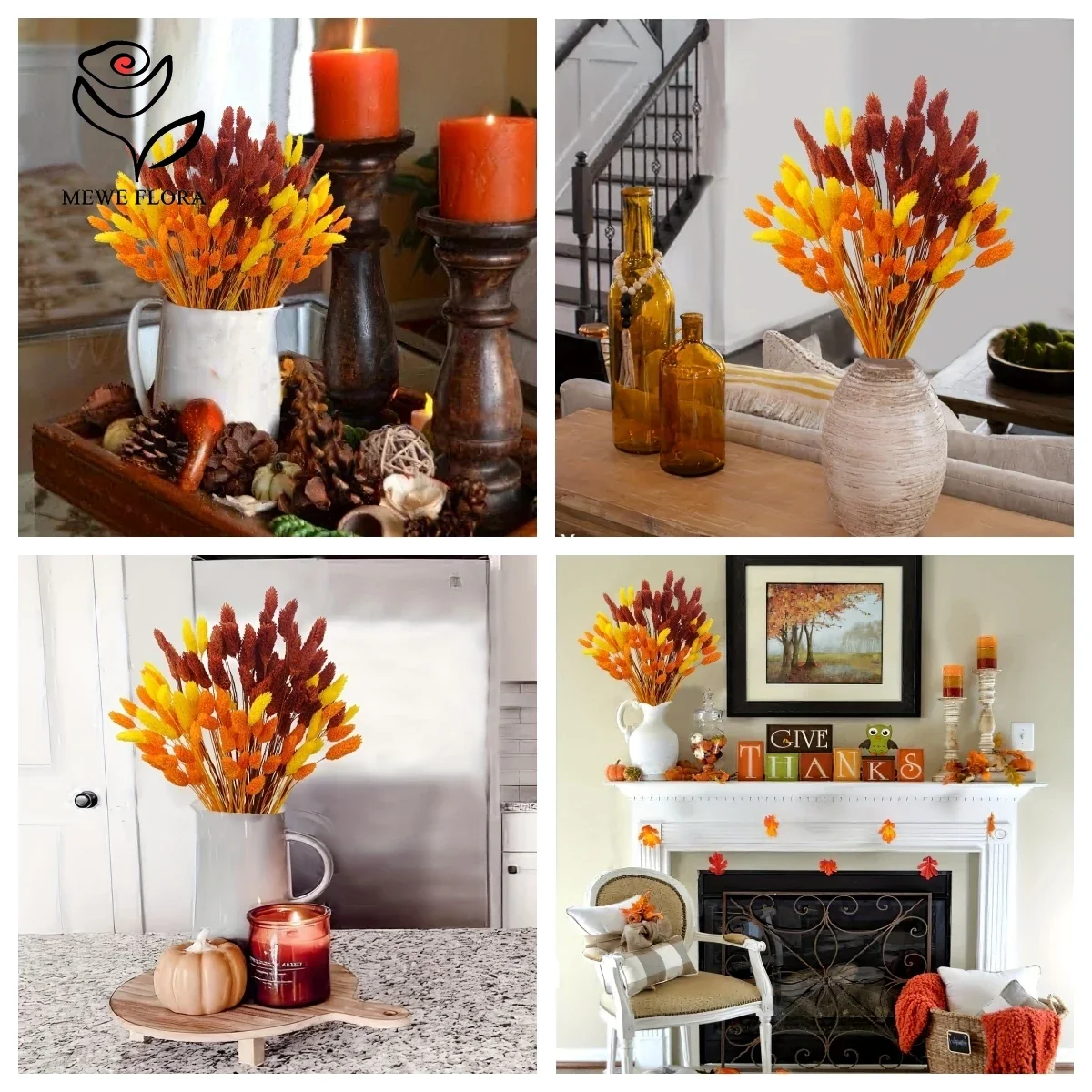 Bouquet De Fleurs Séchées Naturelles D'Automne - Composition Boho Pour Décoration Intérieure, Mariage, Table - Environ 43-45 Cm