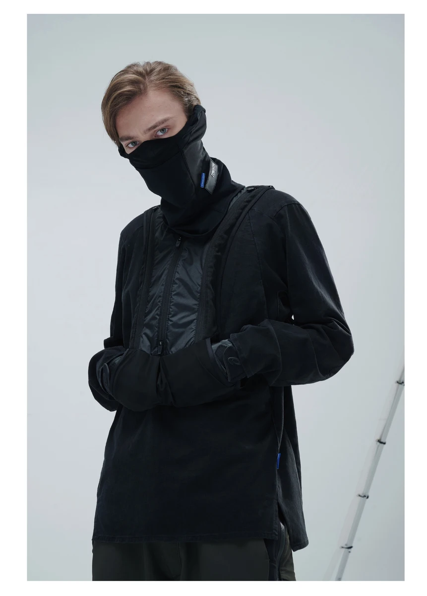 Reindee Lusion 21aw  Split hem base longsleeve shirt dyed cotton secured pocket techwear ninjawear