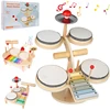 Wooden Baby Drum Set Musical Instrument Percussion Toys 8-tone Xylophone Piano Parish Learning Preschool Rhythm Educational Toy 1