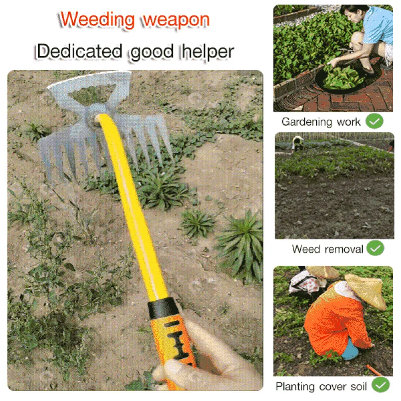 Uprooting and weeding tool Versatile Weed Remover Rake and Hoe