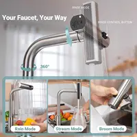 3 Mode Kitchen Faucets Pull Out Rotation Waterfall Stream Sprayer Head Sink Mixer Hot Cold Single Hole Sink Wash Tap 2