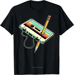 Retro 80s Cassette Tape Music T - Shirt for Men - Vintage Throwback Summer Tee (Black)