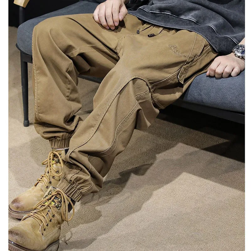 2023 Autumn KPOP Fashion Style Harajuku Slim Fit Trousers Loose All Match Casual Pants Solid Button Leggings Pockets Cargo Pants