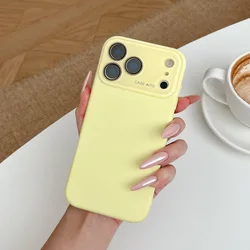 Enhanced Camera Protection Silicone TPU Phone Case - Soft Back Cover - i15Plus (Yellow)