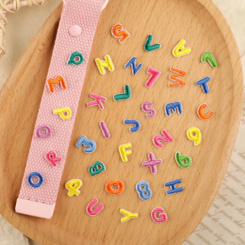 Mini Cartoon Alphabet English Letters Badge AZ Clothes Sticker Tiny Number Patches Fabric Embroidery Applique Iron O