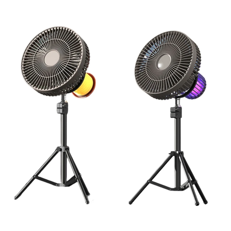 

Camping Fan with LED Light 8000mAh Battery Powered Fan Portable Outdoor Tent Fan with Tripod 5-Speeds for Fishing 20CC