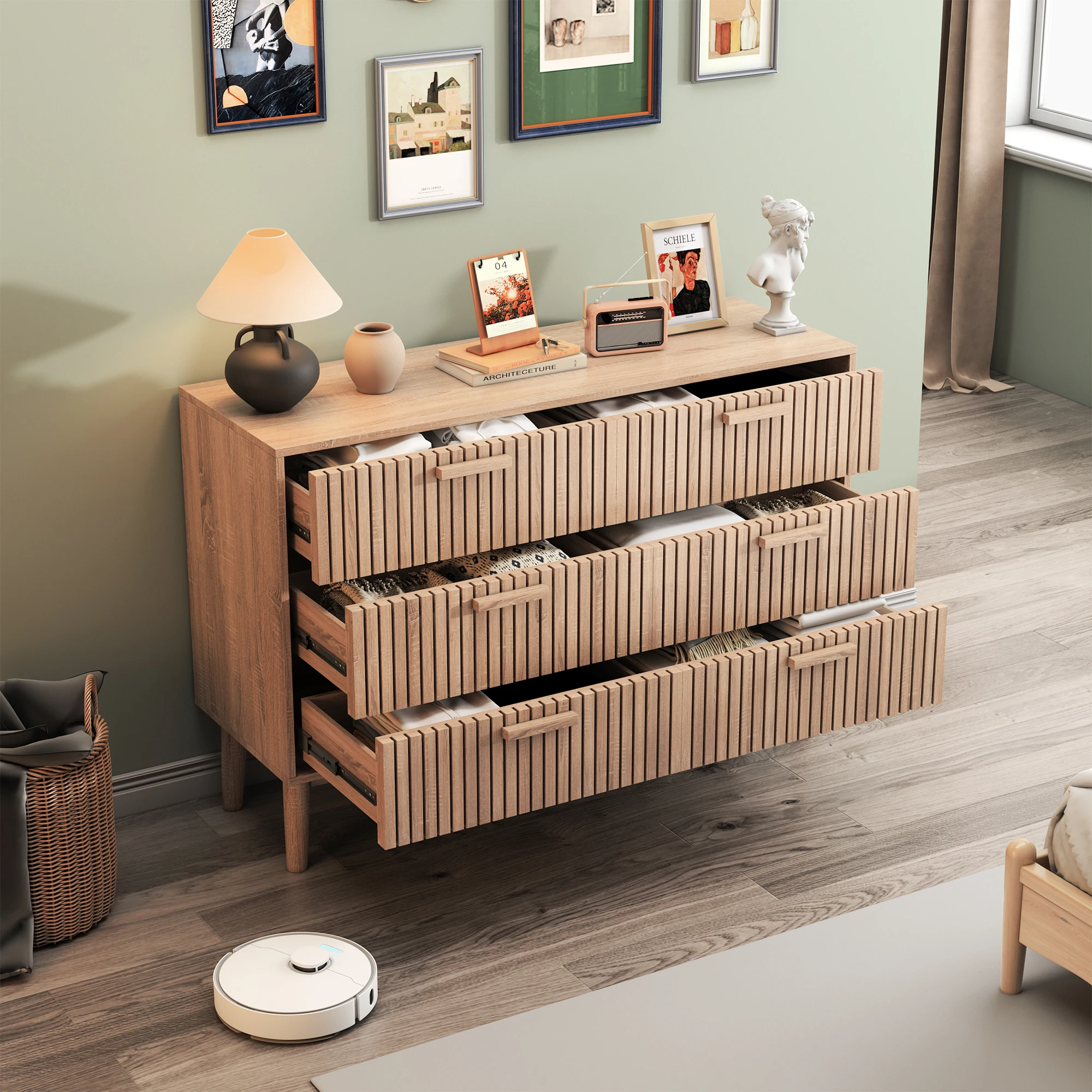 Rosahqnda Kommode, Schrank, Holzkommode mit 5 Schubladen, Aufbewahrungsschrank, Kleine Kommode für das Wohnzimmer – Detail 19