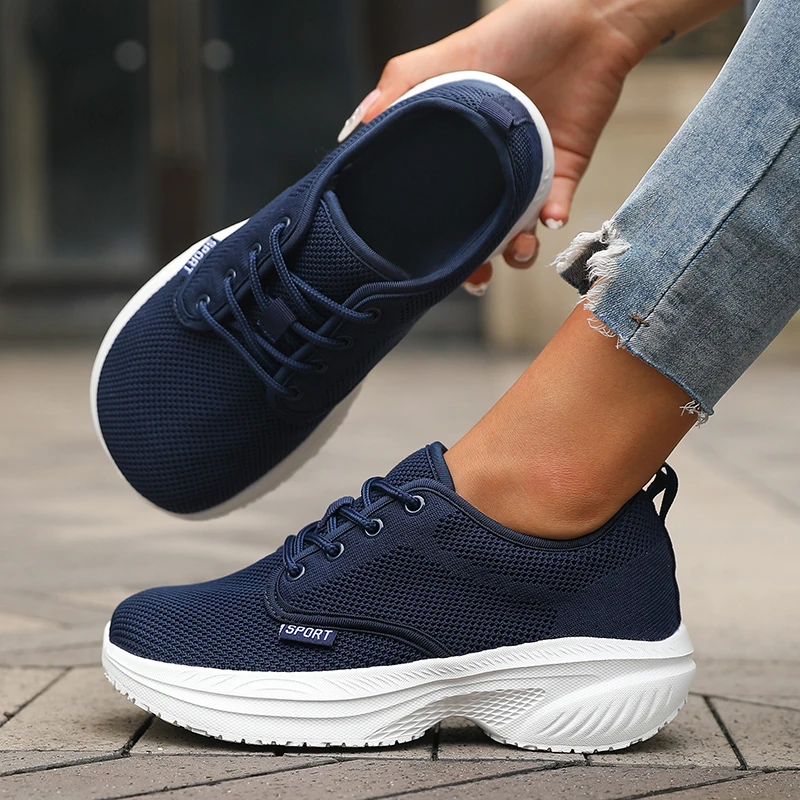 New Women's Wide Last Shoes Soft Breathable Comfortable Lace Up Walking Shoes Outdoor Tennis Slow Running Women's Platform Shoes