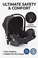 Poussette 3 en 1 haute performance avec nacelle et siège auto, système de voyage léger en aluminium, pliage à une main, siège réversible, roues amortissantes, grand panier de rangement, capote anti-UV, coussin confortable pour nouveau-né, idéal pour l'extérieur 5