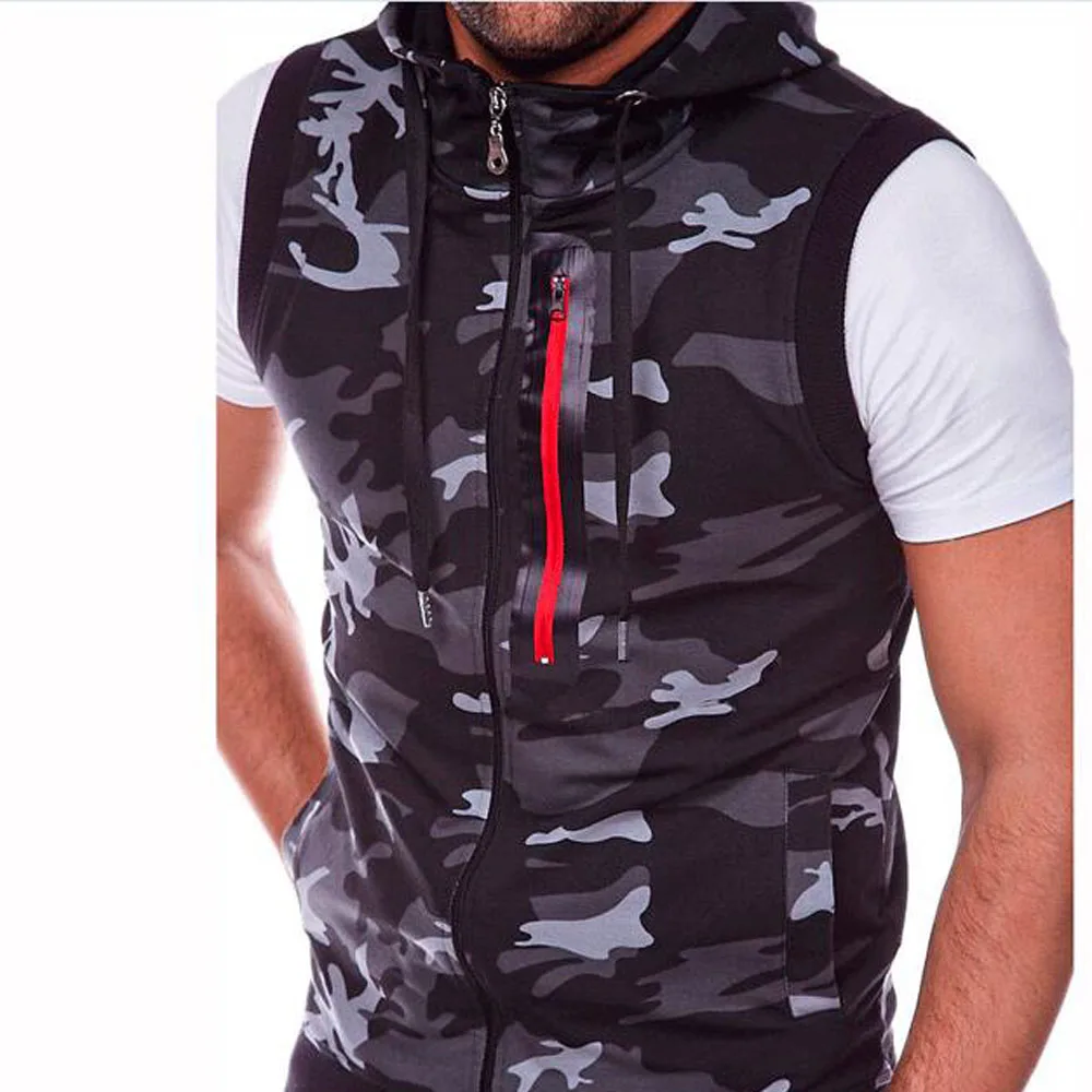 Autumn Camo Print Sleeveless Vest Coat for Women