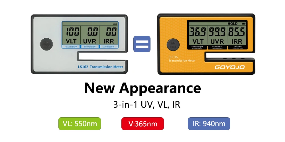 Labs Tint Meter Digital Tint Solar Film Car Transmission Meter 3-in-1 Solar Film