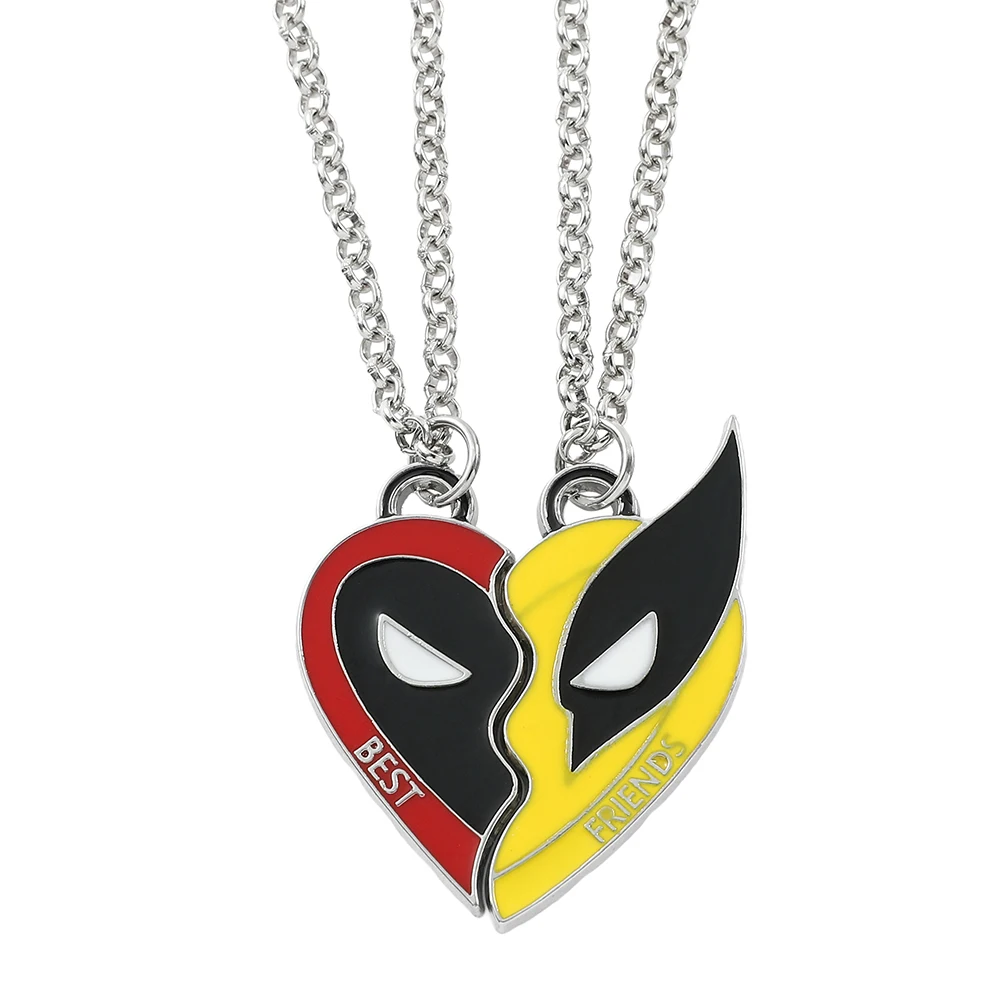 DeadpoolandWolverineBestFriendsNecklaceSetSplitHeartMatchingPendantNecklaceforWomen