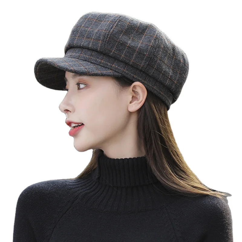 Women's Newsboy Hats, Imitation Wool Cabbies Beret, Tweed, Paperboy Cap