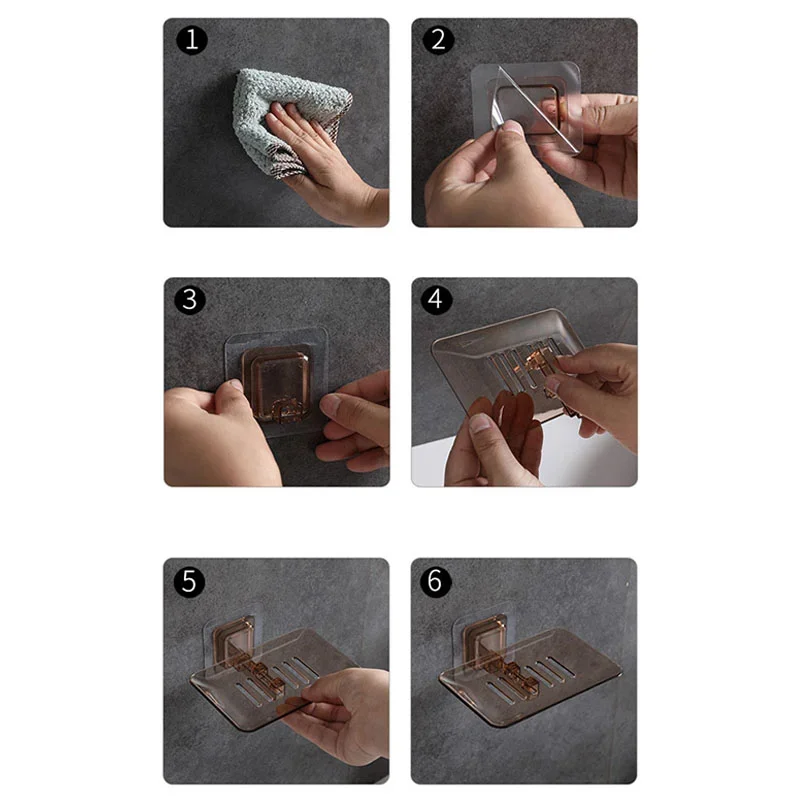 Description Picture 3 of item1pcs Drain Soap Holder Soap Box Suction Cup Tray Drying Rack for Shower Sponge Container Kitchen Bathroom Accessories