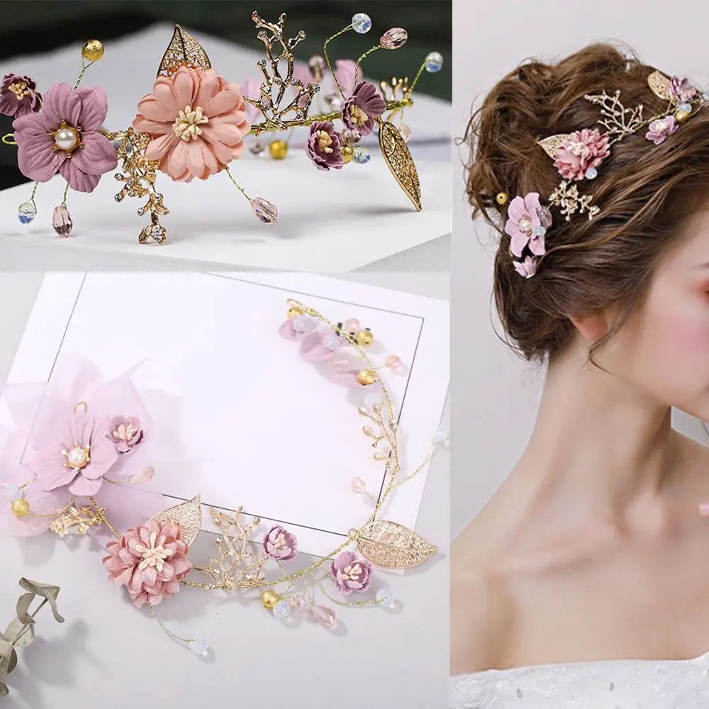 Wedding Headdress Pearl Crystal Headband Bridal Hair Accessories Headpiece Women Handmade Tiara Wedding Hair ornaments Jewelry