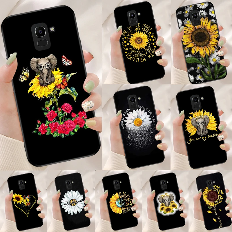 Beauty Yellow Sunflower Case Per Samsung Galaxy J7 J5 J3 A3 A5 2016 2017 J6 J4 A6 A8 Plus J8 A7 A9 2018 Cover Posteriore