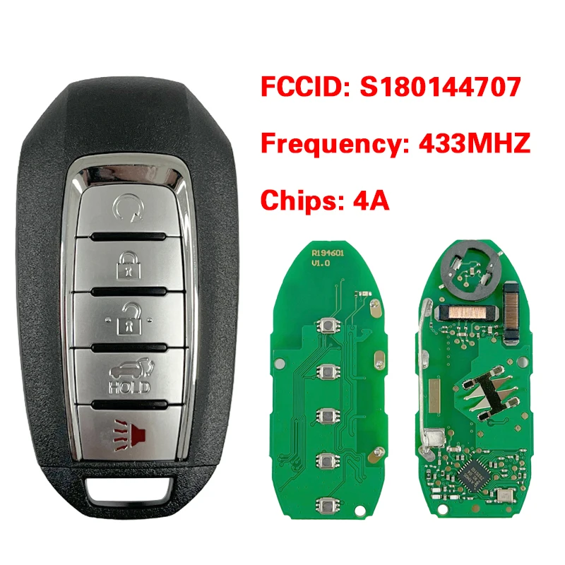 

CN021004 Aftermarket 5 Buttons Smart Key For Infiniti QX50 Keyless Remote Fob S180144707 285E3-5NY7A 4A Chip 433Mhz