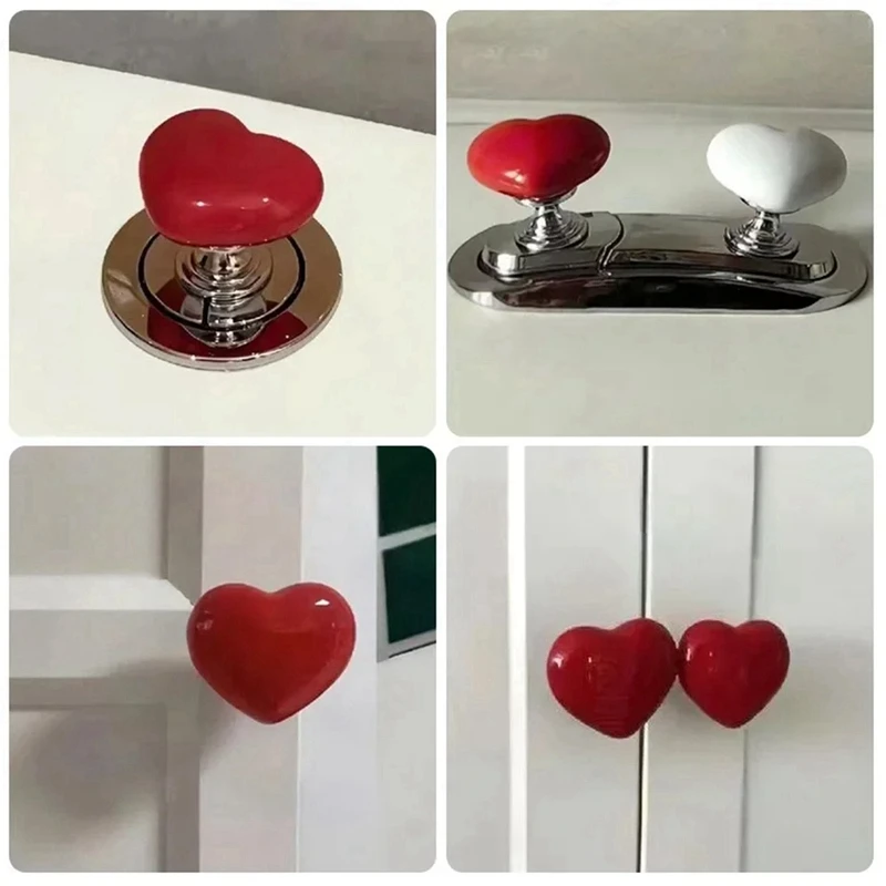 Heart Shaped Toilet Press Button, Toilet Drain Tank Push Switch, Nail Protector Love Button Bathroom Accessories Parts