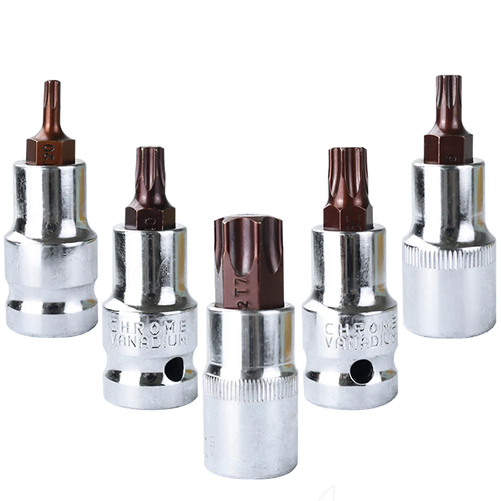 

1pc T20-T70 Hex Head Screwdriver Bit Torx Bit Sockets 1/2inch Sockets Wrenches Slotted Tip Screwdriver Bit Hand Tools