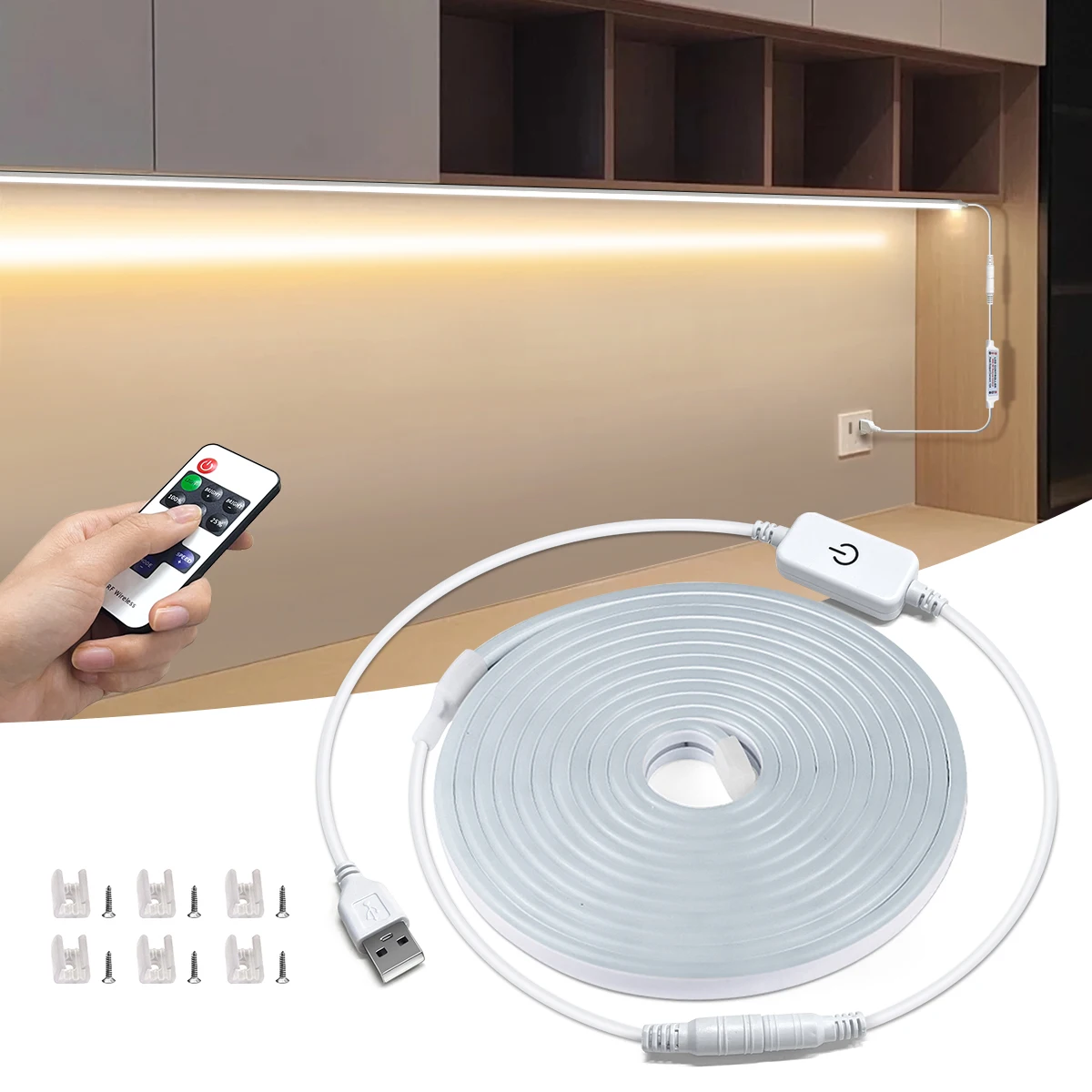 High Lumen 120LEDs/M USB 5V LED Neon Strip Light Waterproof With Remote Control Suitable for Home Kitchen Closet /Outdoor Garden