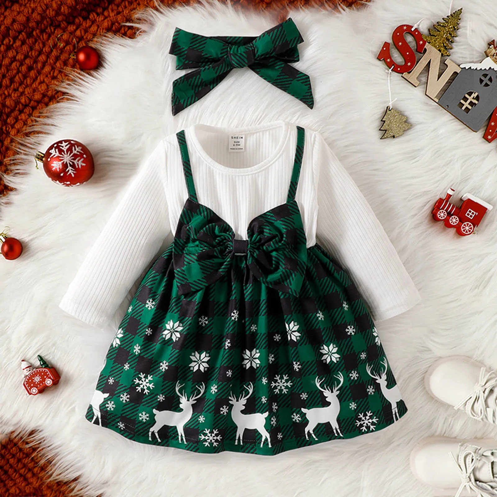 Tennis Dress Girls Toddler Baby Girl Christmas Green Snowflake