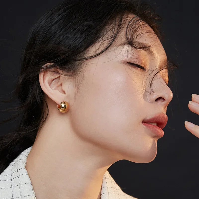 Chubby Love Heart Piercing Ear Clip Chunky Geometric Mini Hoop Earrings Polished Gold Plated Metal Stainless Steel Punk Jewelry