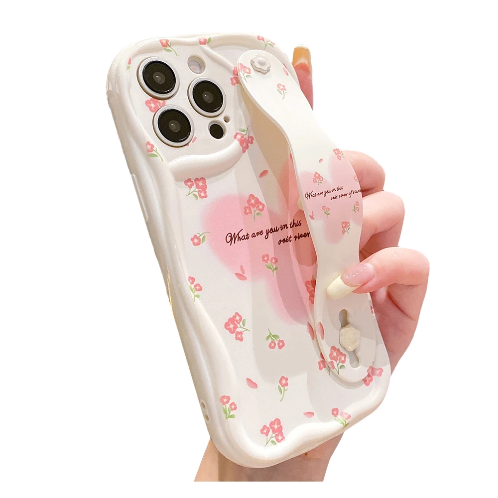 Cute Flower Wrist Strap Phone Holder Case
