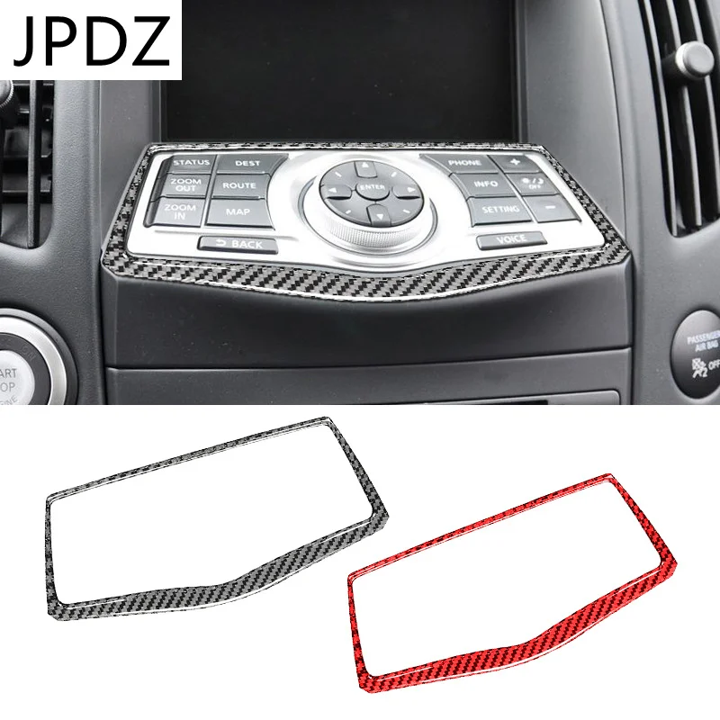 Carbon Fiber Auto Radio Console Frame Sticker Navigation Control System Panel Cover For Nissan 370Z 2009-2019 Car Accessories
