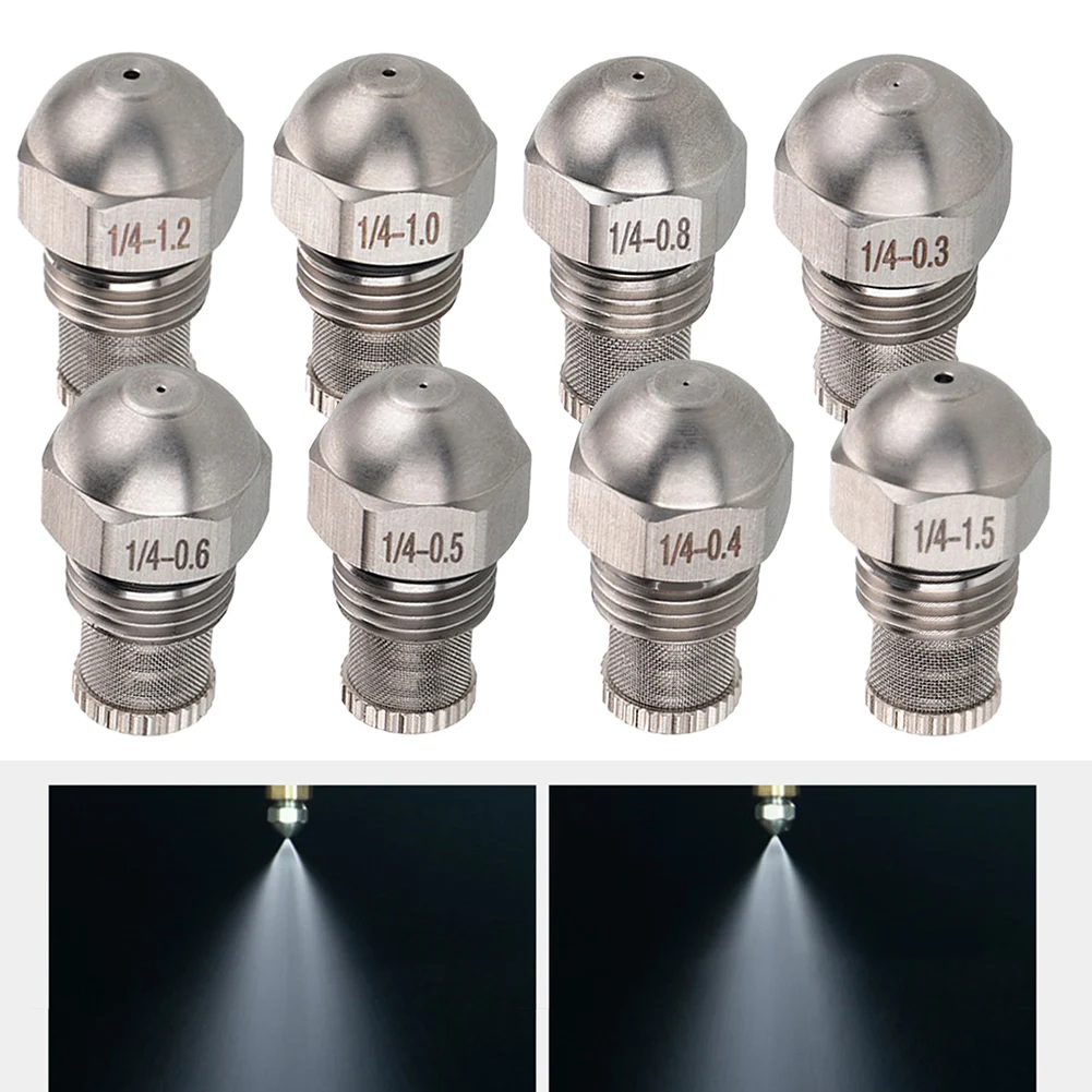 1/4BSPT Mist Nozzle Dia 0.3-1.5mm Orifice Stainless Steel Fine Atomizing Spray High/low Pressure Nozzle With Filter Screen