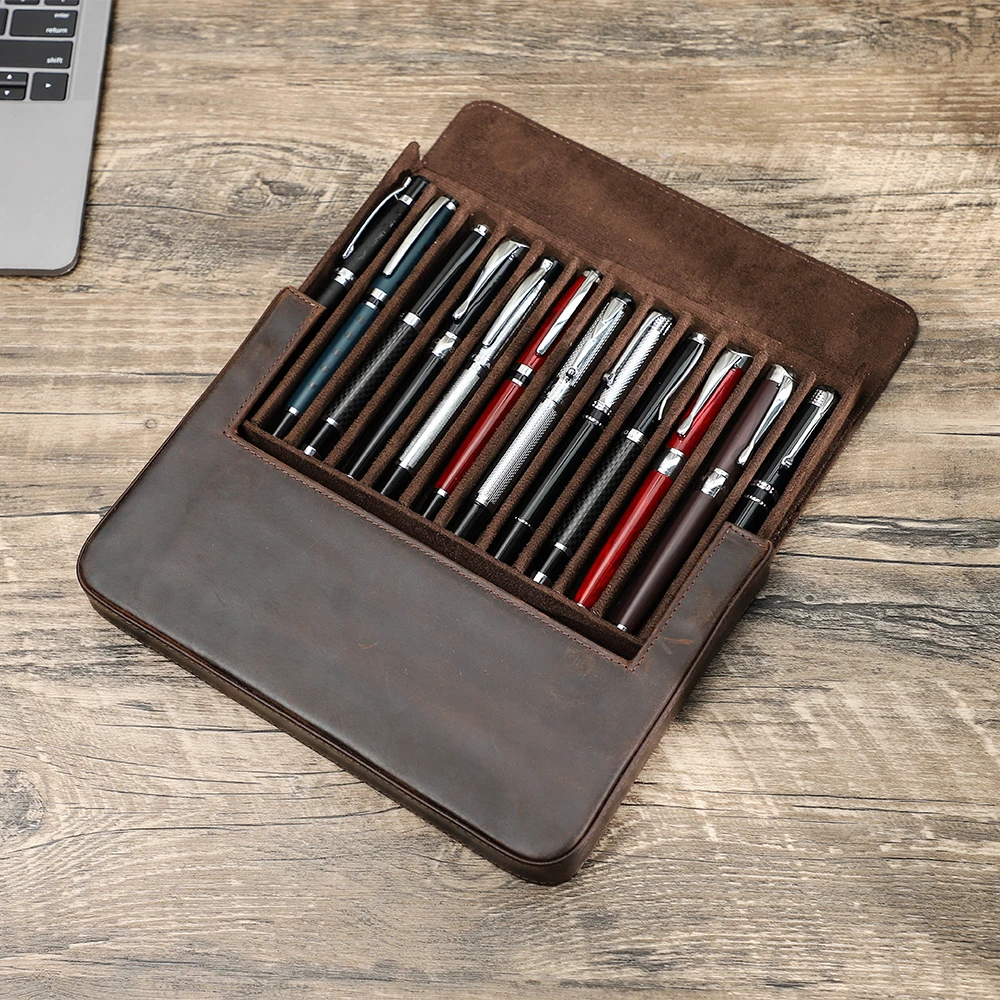 Leather Stationery Pen Storage Pouch Holder Leather Fountain Pen Case Leather Stationery Pen Storage Pouch Holder Leather Fountain Pen Case