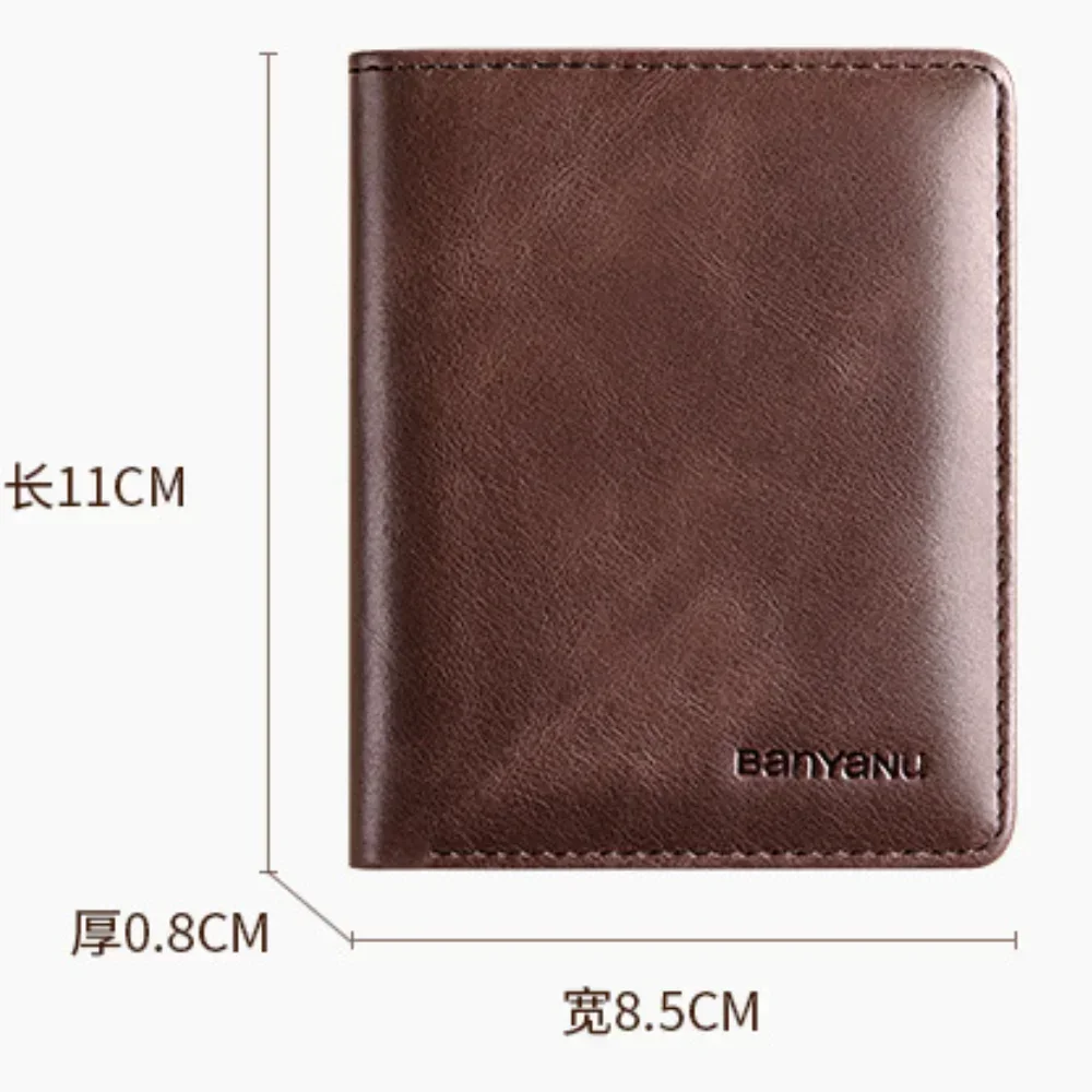 Premium Genuine Leather RFID Slim Vertical Wallet for Men - Minimalist Black/Card Holder