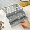 Acrylic Velvet Jewelry Organizer with 3 Drawers Stackable Display Storage Earrings Necklace Bracelets Box Holder Case for Women 4