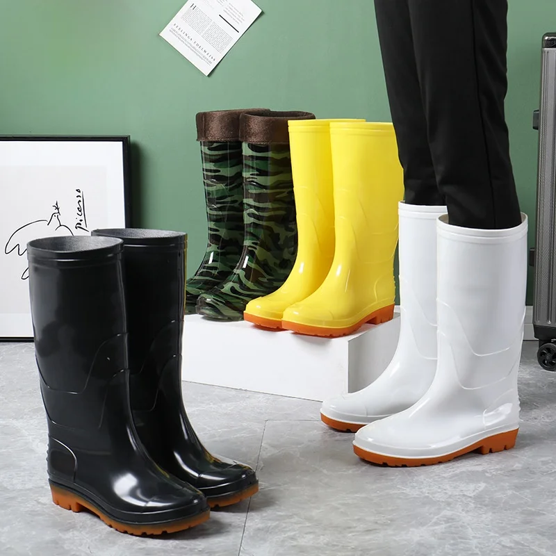 Bottes pêche professionnelles homme caoutchouc épais - Chaussures travail protection chaude mode ronde