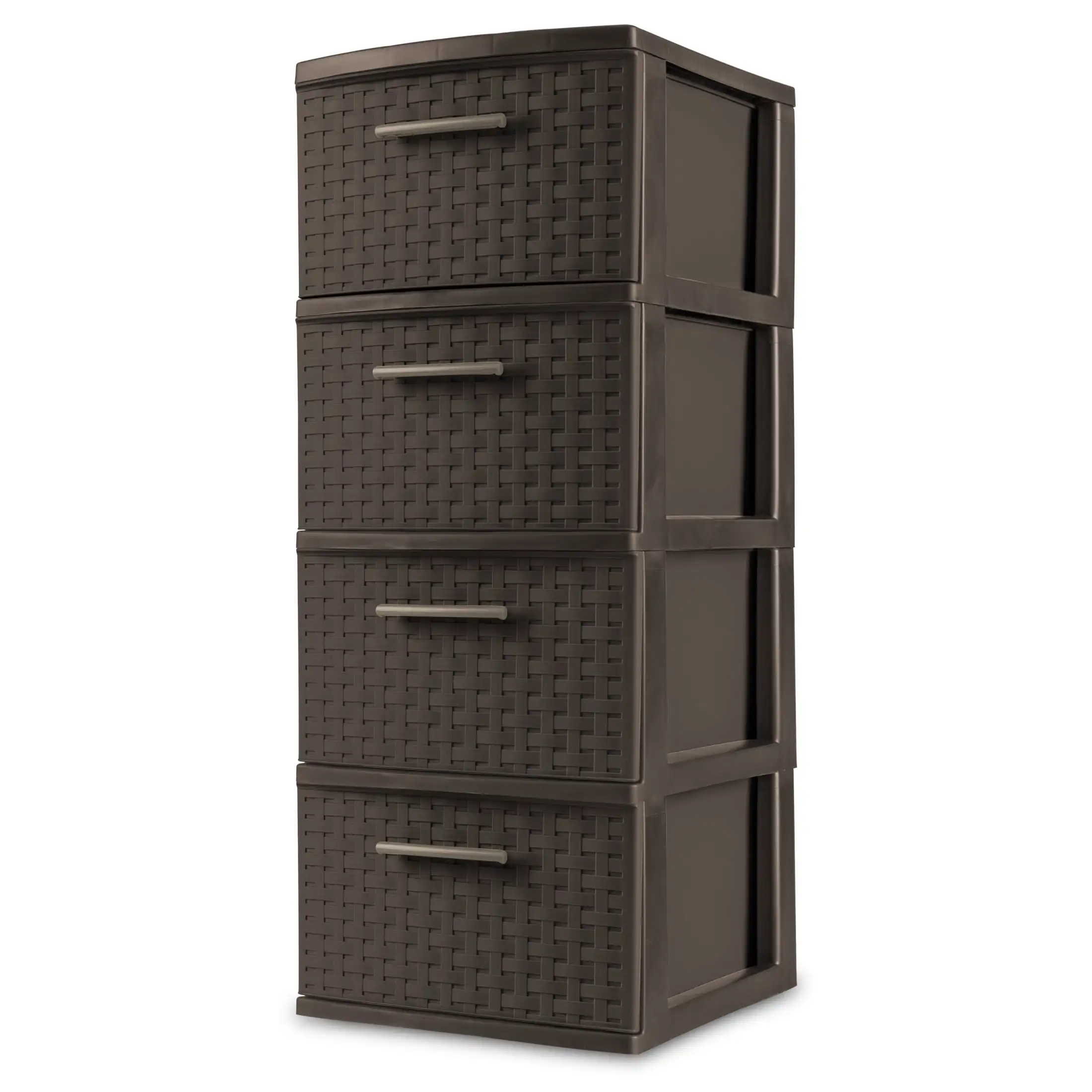 

4 Drawer Weave Tower Plastic, Espresso